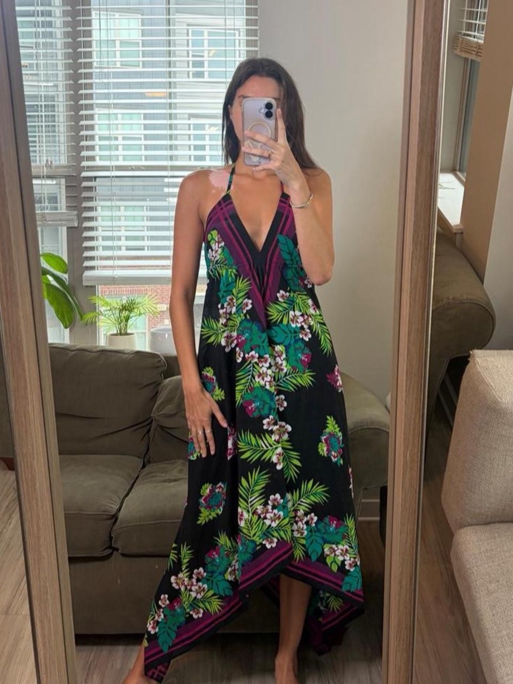 Old navy floral haltered black maxi dress